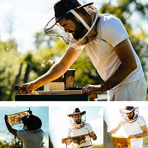 AukBeeFun Cowboy Beekeeper Hat with Veil Bee Veil Hat with Visibility Veil Outdoor Professional Beekeeping Protective Gear (1)