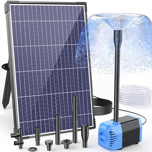 POPOSOAP Solar Water Pump, 12W Solar Fountain Pump 160GPH Flow Adjustable Solar Powered Water Pump with Dry-Run Protection for Fish Pond, Wildlife Garden, Ponds, Waterfall, Hydroponics