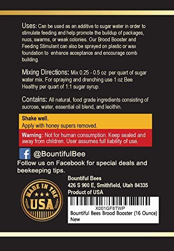 Brood Booster & Feeding Stimulant – 16 oz – Natural Honey Bee Supplement – Boosts Colony Growth – Prevents Syrup Fermentation – Aids Comb Building – Great for Nucs & Swarms