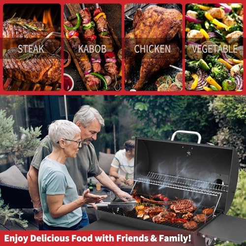 Barrel Charcoal Grill, Large Charcoal Grills with Side Shelf, Outdoor BBQ Grill,Perfect for Backyard Camping, Patio Parties, and Picnics
