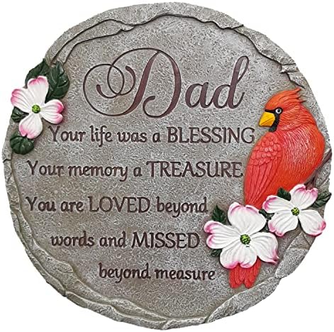 INSPIAMZUE Dad Memorial Stone - Cardinal Memorial Garden Stone Sympathy Gift for Loss in Loving Memory of Dad in Heaven - Remembrance of Father Bereavement Keepsake Gift TNS1