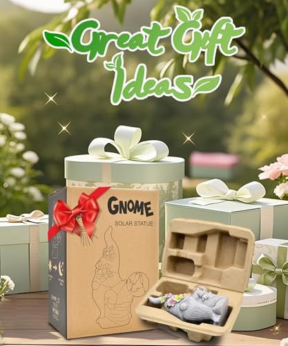 Solar Gnome Statue for Garden Decor: Outdoor Sculpture for Yard Lawn Porch Balcony Patio - Ideal Gift for Lover Mom Women Grandma