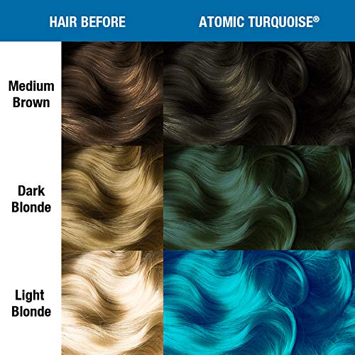 MANIC PANIC Classic Atomic Turquoise Semi Permanent Hair Color - Neon Aqua Blue Hair Dye for Women & Men That Lasts 4-6 Weeks - Vegan, Ammonia & Cruelty-Free - Create & Mix Custom Shades (4oz)