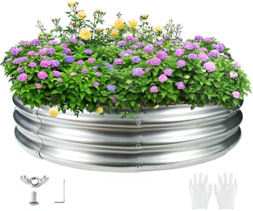 4FT Diameter Camp Fire Ring Pit, Large Round Galvanized Steel Fire Pit, Heavy Duty Steel Fire Pit Silver for Backyard, Camping, Bonfire (4x4x1FT)