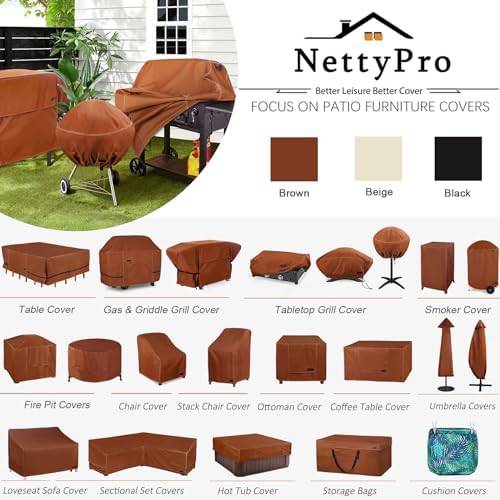 NettyPro Griddle Cover for Blackstone 36 inch Griddle Waterproof Heavy Duty 4 Burner Flat Top Gas Grill Cover for Blackstone 36" Griddle Cooking Station and Camp Chef FTG600, Brown