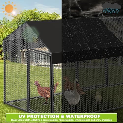 Metal Chicken Coop Run for 8-12 Chickens 118"×40"×40" Large Chicken Run for Yard with Cover,Portable Poultry Cage Hen House Outdoor Chicken Pens with Chicken Swing