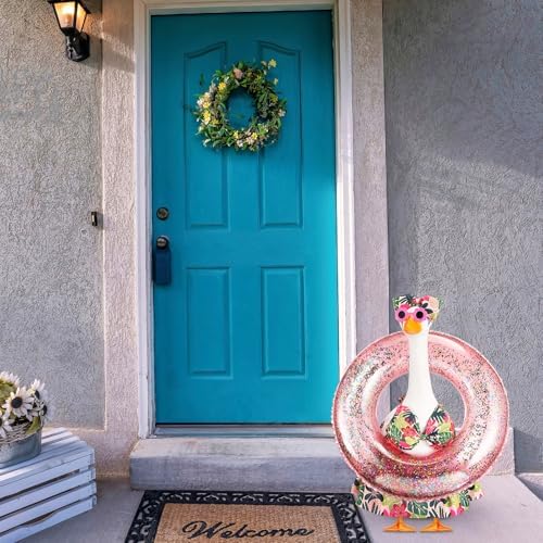 Bikini Porch Goose Outfits with Sunglasses and Swimming Tube for 23" Summer Goose Costume Garden Patio Statue Decor