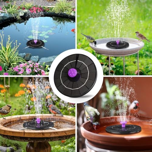 3.5W Solar Bird Bath Fountain Pump, Solar Powered Water Pump, Outdoor Water Fountain with 8-in-1 Nozzles, 4 Fixed Pipes for Hummingbirds, Garden, Pool, Pond