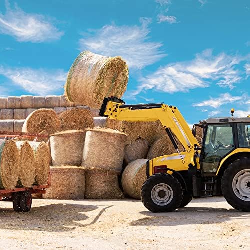 YITAMOTOR 49" Hay Spear Attachment, 3000lbs Capacity Quick Attach for Bobcat Tractors & Skid Steer Loader with 1pc 49" Red Hay Spear & 2pcs 17" Black Stabilizer Spears Spike Fork Tine