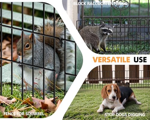 KYATE Animal Barrier Fence No Dig, 25 Panels 1.25in Gap Ground Defense Fence Border Small Metal Fencing, Dog Rabbits Blocker Under Fence for Garden, Flower Bed, Patio, Black