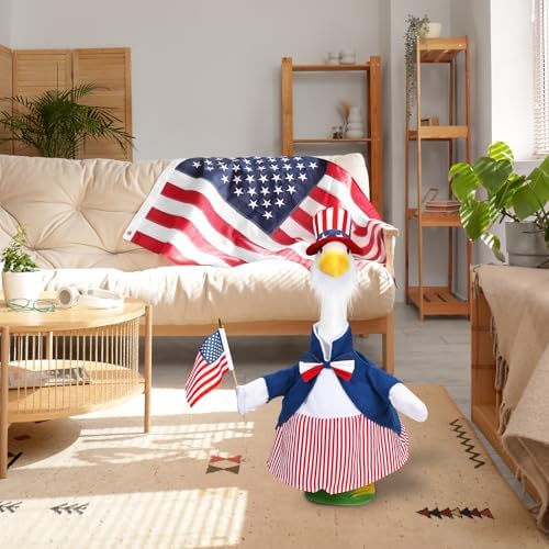 4th of July Porch Goose Outfits Independence Day Decorations Clothes Flag 23'' Goose Costume for Lawn Patio Decor (Style 2)