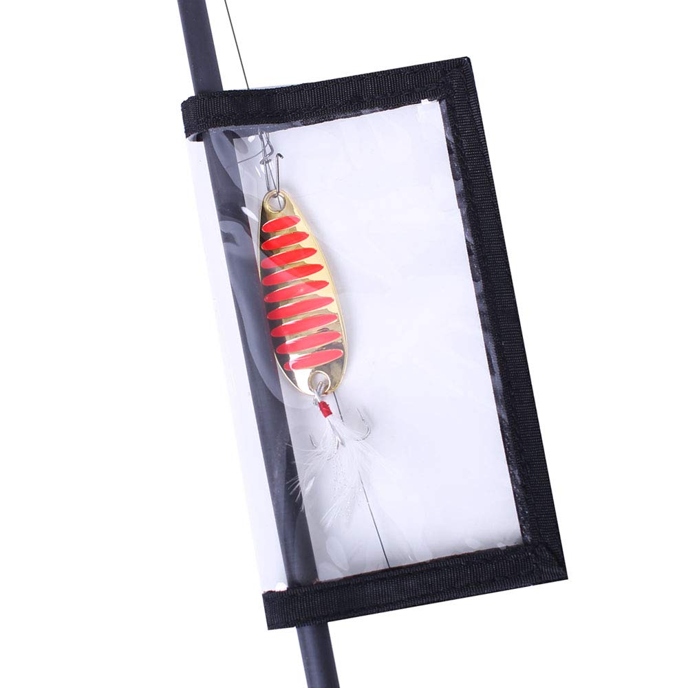 Raprance Fishing Lure Wraps 4 Packs Clear PVC Bait Hook Covers Keeps Fishing Safe Easily See Lures(Black,L)