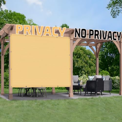 SUNNY GUARD Shade Cloth 4/6/8/10/12 FT Sun Shade Screen Fabric Shade Cover Tarp with Grommets for Pergola Backyard Garden, Sand