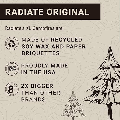 Radiate XL 8" Portable Campfire As Seen On Shark Tank - Up to 2 Hours of Burn Time - Reusable Travel Fire Pit for Camping, Patios & Beach Days - Portable Fire Pit - Made in USA