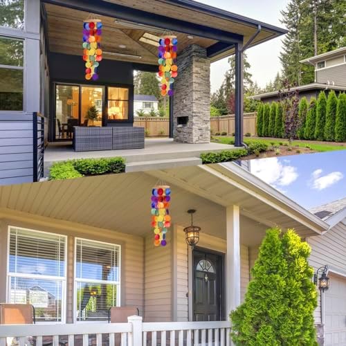 Wind Chimes for Outside - Handcrafted Rainbow Capiz Shells Windchime Coastal Style Decor for Indoor/Outdoors, Garden Decor, Great Gift for Women, Wind Chimes Lovers and More