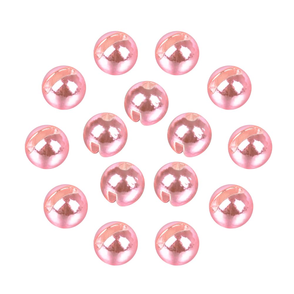 MUUNN 50pcs Tungsten Slotted Beads for Fly Tying,12 Colors/13 Sizes Tungsten Beads Heads Slotted Fly Tying Materials(Metallic Pink,2.5mm