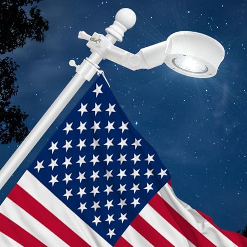 Solar Flag Pole Light, Bright White 6000k Flagpole Light Upgrade Solar Powered for Fits 0.8-1.2" Flag Pole,Tri-Color Solar flagpole Lights,Outside House Garden Yard American Flags Decor (White)