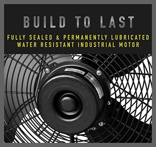 iLiving 18" Wall Mounted Fan - 6360 CFM, 3-Speed, Industrial Grade, Commercial/Residential, Weatherproof Outdoor/Indoor Fan for Garage, Patio, Workshop, Greenhouse | UL Listed, Mist Kit Compatible