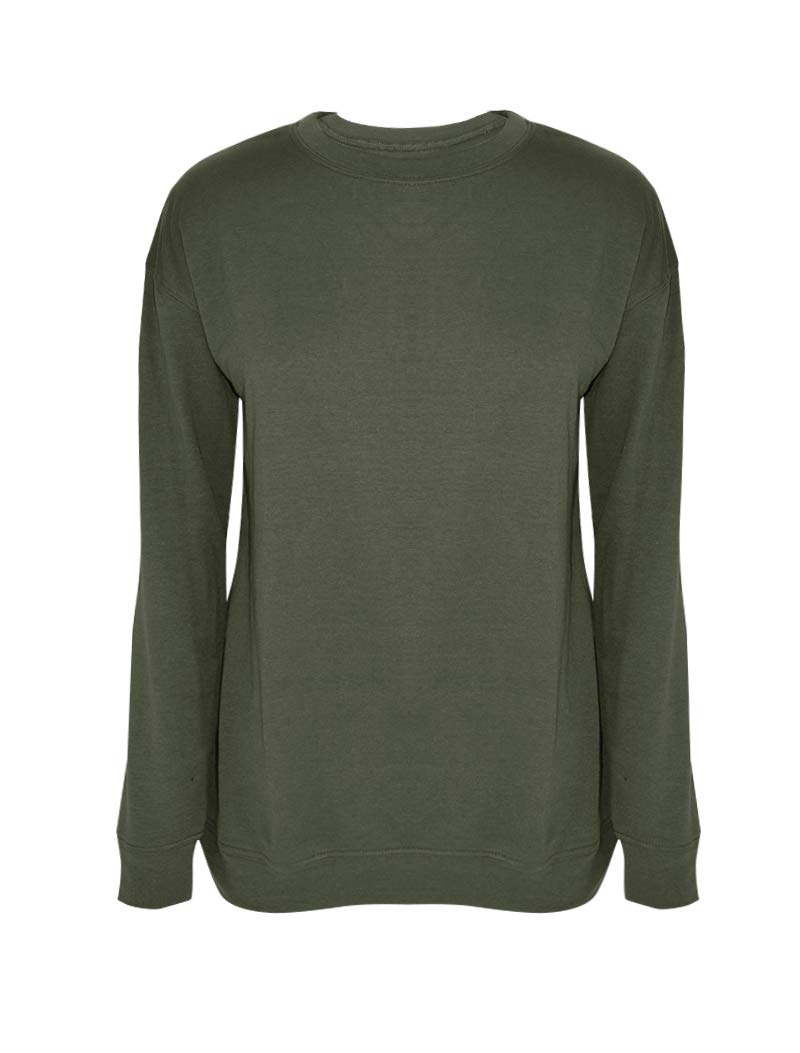 Hilltichu Women's Fall Long Sleeve Pullover Tops Casual Round Neck Sweatshirt