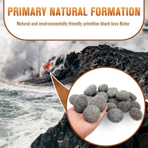 Black Lava Rocks for Fire Pit,2"-3" Natural Lava Stones, Black Lava Rocks for fire Pit and Fireplace(10 Pound)