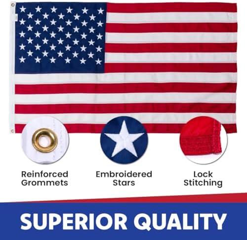 Made in USA Flags Co - 3x5 American Flag - Heavy Duty USA Flag with Premium PolyMax Polyester, Sewn Stripes, & Embroidered Stars - All Weather American Flags for Outside - FMAA Certified, US Made
