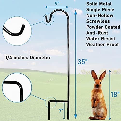 Ashman Shepherd's Hooks 35 Inch (8 Pack), Black, Made of Premium Metal for Hanging Solar Lights, Bird Feeders, Mason Jars, Christmas Lights, Lanterns, Garden Stakes and Wedding Décor.