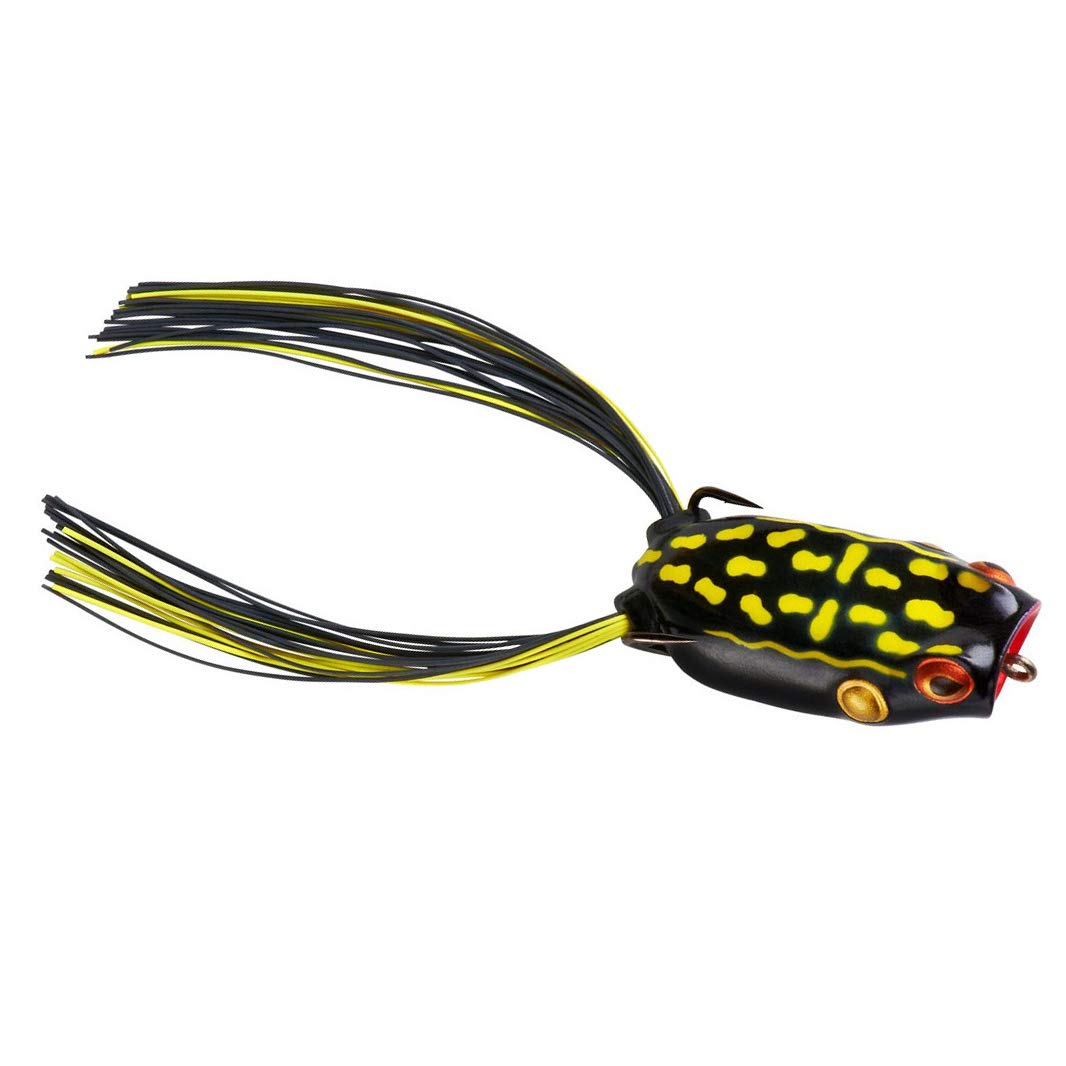 BOOYAH Poppin' Pad Crasher Topwater Bass Fishing Hollow Body Frog Lure with Weedless Hooks, Dart Frog