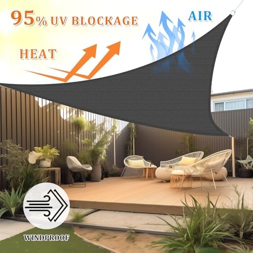 Shade&Beyond Triangle Sun Shade Sail 16'X16'X16' Permeable Canopy Dark Grey for Patio Garden Yard Deck Pergola (We Make Custom Size)