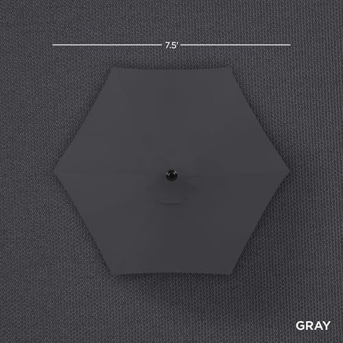 Best Choice Products 7.5ft Heavy-Duty Round Outdoor Market Table Patio Umbrella w/Steel Pole, Push Button Tilt, Easy Crank Lift - Gray