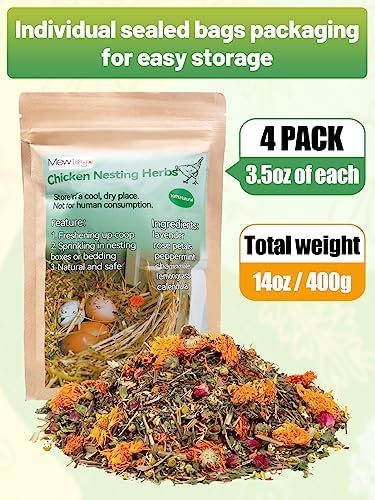 14 Oz Chicken Nesting Herbs - Natural Nesting Box Feed Herbs in 6 Dried Flower & Herbs for Freshening Bedding Chicken Coop Create Comfortable Environment