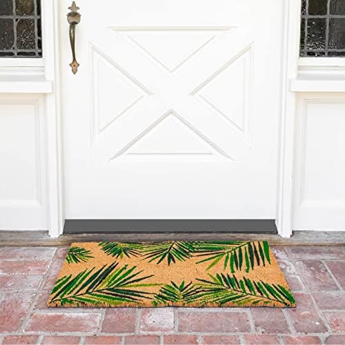 Juvale 30 x 17 in Coir Door Mat - Tropical Palm Leaf Welcome Mat Outdoor Entrance - Palm Leaf Plant Doormat for Front Porch (30 x 17 in)