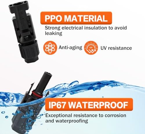 Solar Crimping Tool Kit for Solar Panel Connectors - a Crimper, 10 Pairs of Solar Wire Connectors and 1 Pair Solar Y Connector, 2 Pairs of Spanner Wrench for Solar Cable Connectors