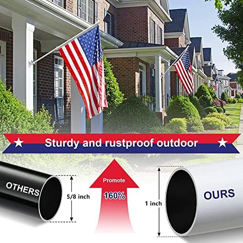 Flag Pole Holder for Outside House - 6ft Heavy Duty Metal House Flag Pole Kit, Tangle Free Spinning Flagpole for Outdoor Porch Residential Decoration - White