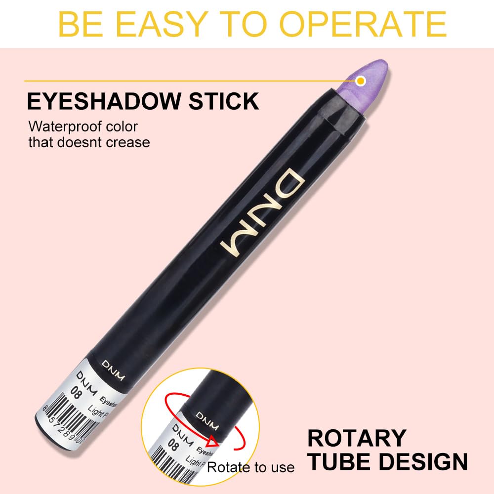 Kaely 8Pcs Cream Eyeshadow Stick Set for Eyes,Desert Mocha Beige Gold Light Purple Pink Sky Dazzling Blue Geen,Halloween Makeup,Shimmer Waterproof Eye Shadow Pencil Pen Crayon,sombras para ojos 02