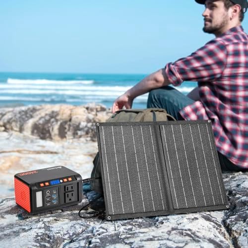 Takki 120W Peak Solar Generator Portable Power Station with 21W Panels, 88Wh Solar Charger Power Bank AC DC USB Ports for Camping Tent Laptop Outdoor Emergency