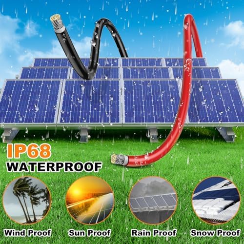 Oududianzi 2x50 Feet Solar Panel Wire, 10AWG Solar Wire H1Z2Z2-K Tinned Copper Solar Extension Cable for Photovoltaic Solar System, Automotive RVs, Boats (50FT Red + 50FT Black)