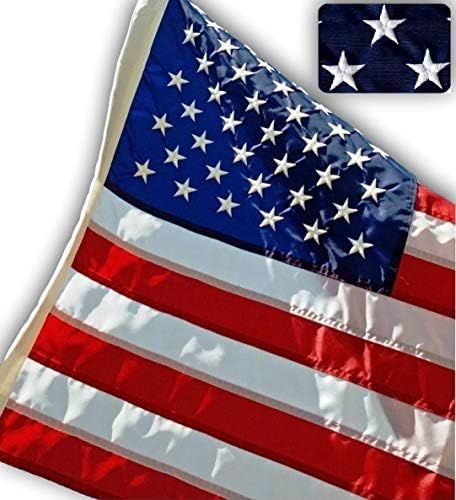 US Flag Factory - 2x3 FT US AMERICAN FLAG (Embroidered Stars & Sewn Stripes) Outdoor SolarMax Nylon Flag - Made in America - Premium Quality (2'x3')