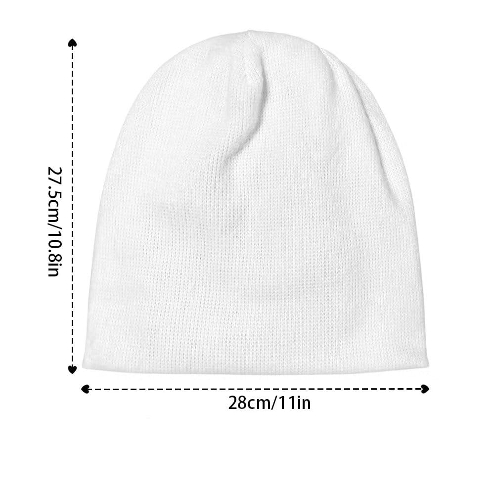 White Pink Flamingo Floral Print Knitted Beanie Winter Hats Thick Warm Beanies Snow Hats Skull Cap for Women Men Outdoor Ski Knit Cap