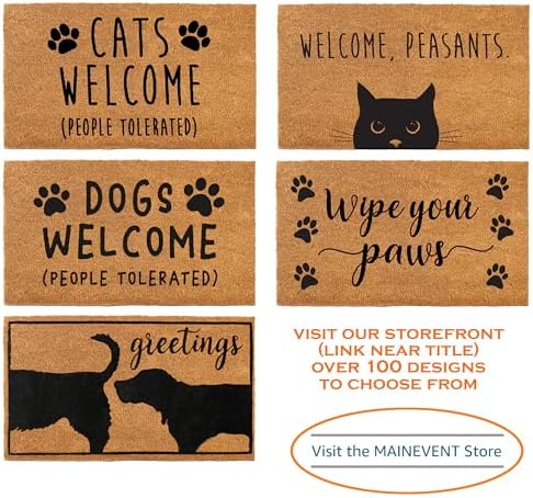 MAINEVENT Dogs Welcome People Tolerated Door Mat 30x17 Inch, Funny Dog Doormat, Mat Dog, Hope You Like Dogs Doormat, Dog Coir Mat