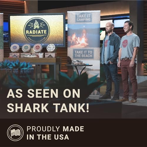 Radiate XL 8" Portable Campfire As Seen On Shark Tank - Up to 2 Hours of Burn Time - Reusable Travel Fire Pit for Camping, Patios & Beach Days - Portable Fire Pit - Made in USA