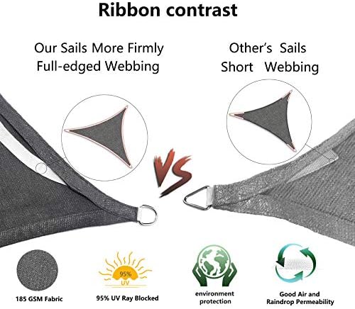 Tronssien Triangle 16'x16'x23' Sun Shade Sail, 95% UV Blockage Canopy Awning for Outdoor Patio and Garden, Yard Activities