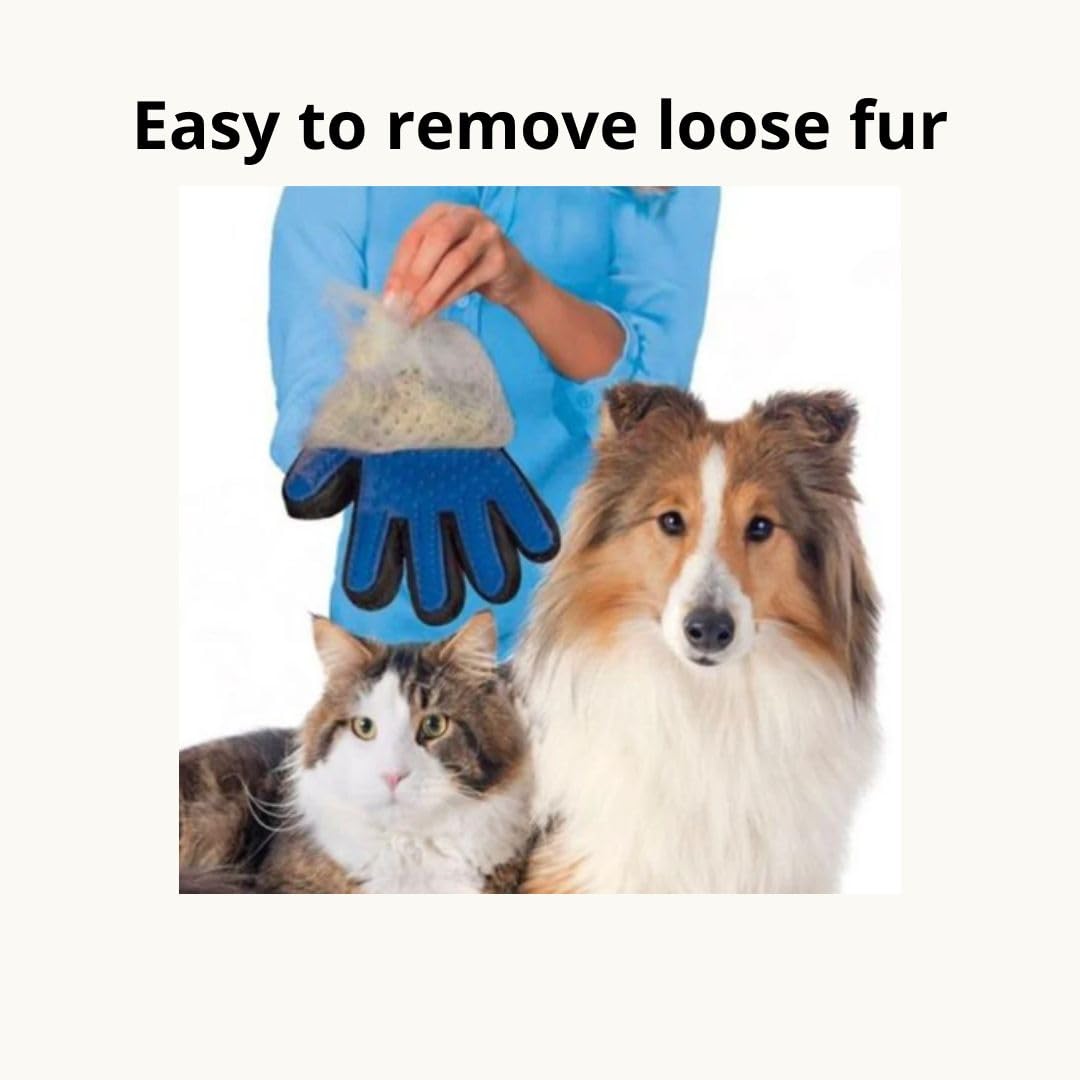 Generic Pet Grooming Gloves Cat Brushes for Gentle Shedding - Efficient Pets Hair Remover Mittens - Dog Washing Gloves for Long and Short Hair Dogs & Cats & Horses - 1 Pair (Blue)