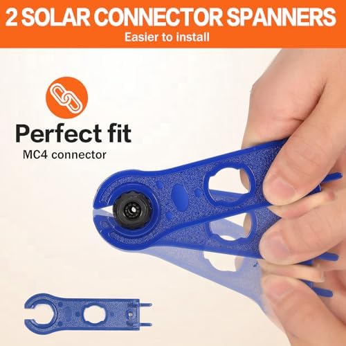 Solar Crimping Tool Kit for Solar Panel Connectors - a Crimper, 10 Pairs of Solar Wire Connectors and 1 Pair Solar Y Connector, 2 Pairs of Spanner Wrench for Solar Cable Connectors