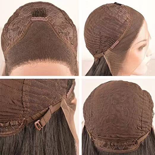 WXHWCX Long Brown Middle Part Wavy Wig For Women Heat Resistant Fiber Hair Synthetic Lace Front Wigs Daily Party Use Wigs