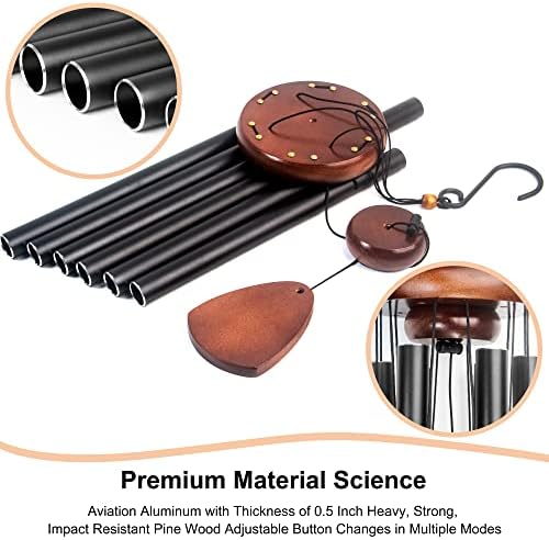 Large Aluminium Wind Chimes 37" Inches to Create a Zen Atmosphere Suitable for Outdoor, Garden, Patio Decoration. Classic Black Wind Chimes with Wind Catcher Suitable as A Gift for Unisex