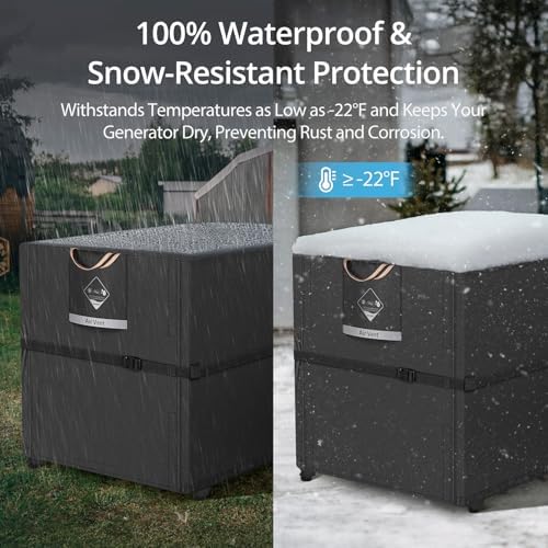 QH.HOME Waterproof Generator Cover 32x24x24 inch ,900D Heavy Duty Oxford with Secure Windproof Buckle- for Most Generators 5000-10000 Watt, Black