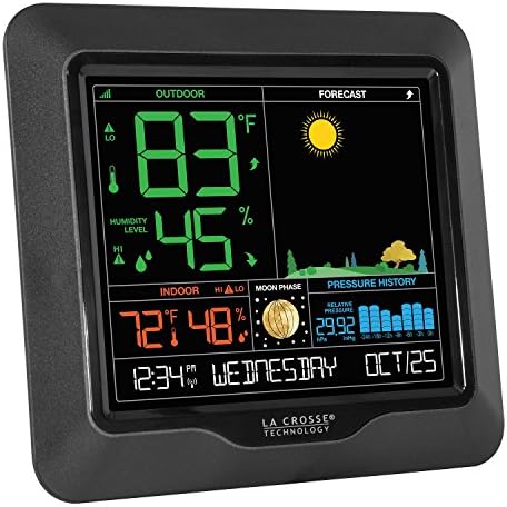 La Crosse Technology Color Forecast Station - Large Display, Temperature/Humidity Alerts, Seasonal Scenes - Indoor/Outdoor Monitoring, HI/LO Records, Barometric Pressure - Atomic Time, DST Updates