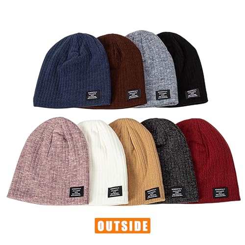 HiRui Winter Beanie Hats for Men Women Knit Fleece Lined Skull Caps Warm Slouchy (Gray)