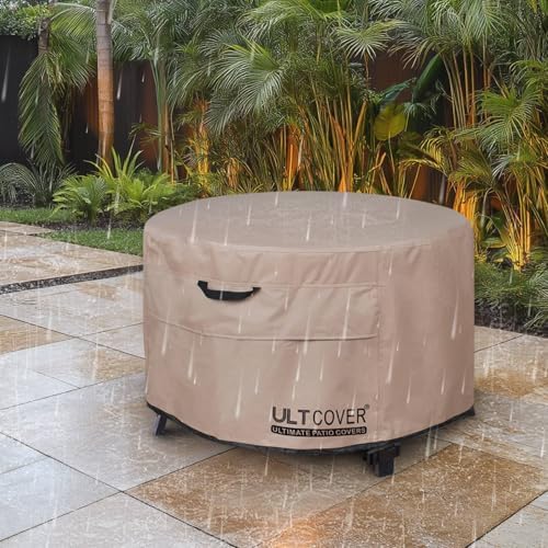 ULTCOVER Patio Fire Pit Table Cover Round 44 inch Outdoor Waterproof Fire Bowl Cover
