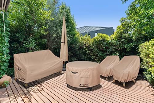 ULTCOVER Patio Parasol 600D Waterproof Outdoor Market Umbrella Cover - Fits Market Umbrella Up to 12 Feet